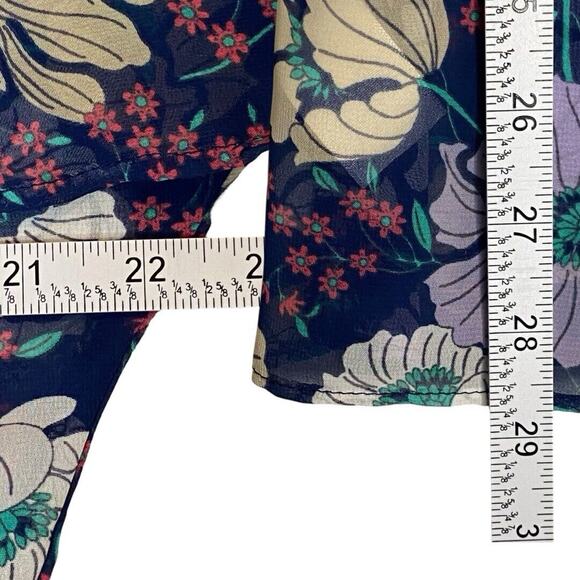 Mary & Mabel Floral Tunic Blouse Womens S Oversized Boho Chic Flowy Sheer Ruffle - Picture 8 of 10